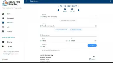 aTimeRecording - Online Time Tracking скриншот 2