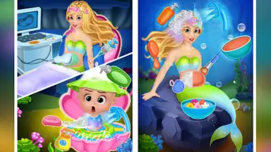 Newborn mermaid baby care game скриншот 6